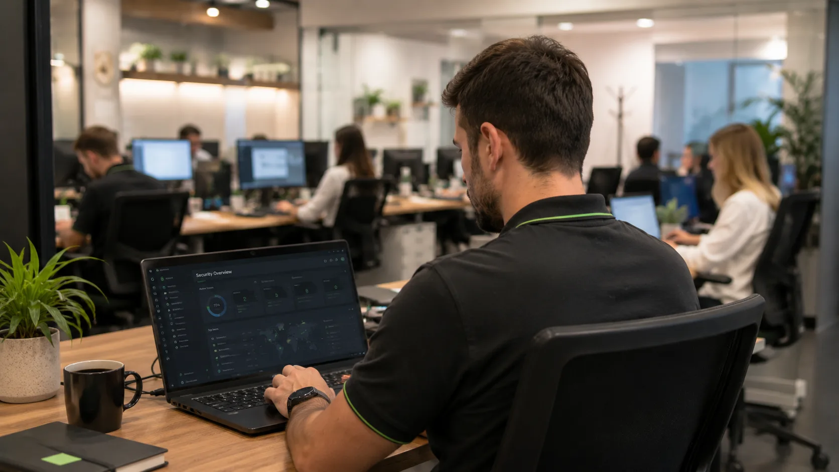 Sesión de diagnóstico de seguridad de TriCloud en la oficina de un cliente