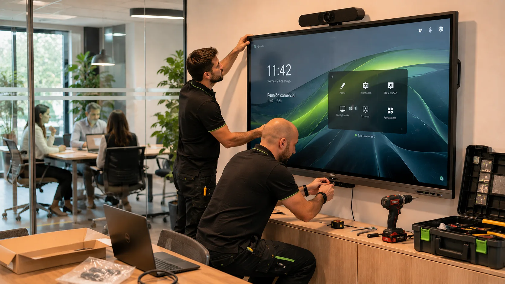 Técnico de TriCloud dando soporte IT presencial en la oficina de un cliente en Sevilla